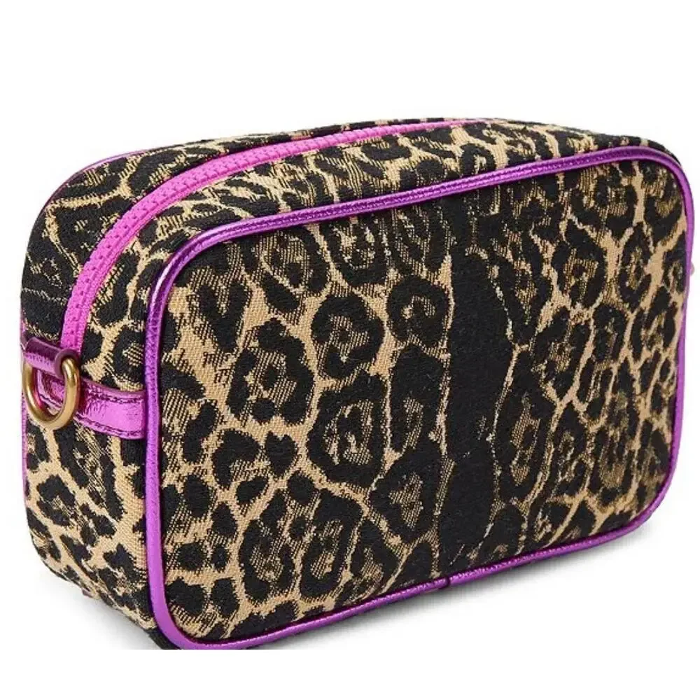 Kurt Geiger London Southbank Leopard Metallic Small Camera Crossbody Bag